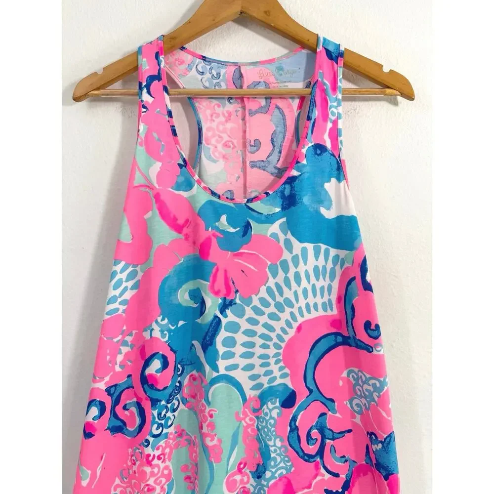 Lilly Pulitzer Melle Dress XS Coral Reef IM SO JELLY Pink Blue